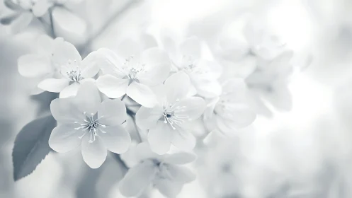 White Cherry Blossoms with Selective Focus and Shallow Depth of Field
