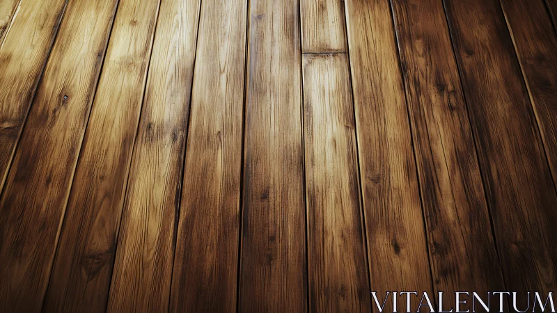 Warm varnished wooden floorboards with directional side lighting