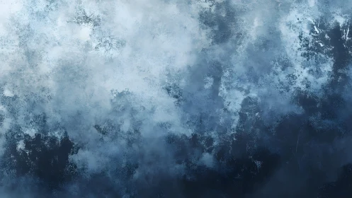 Abstract blue and white textured cloudscape digital painting.