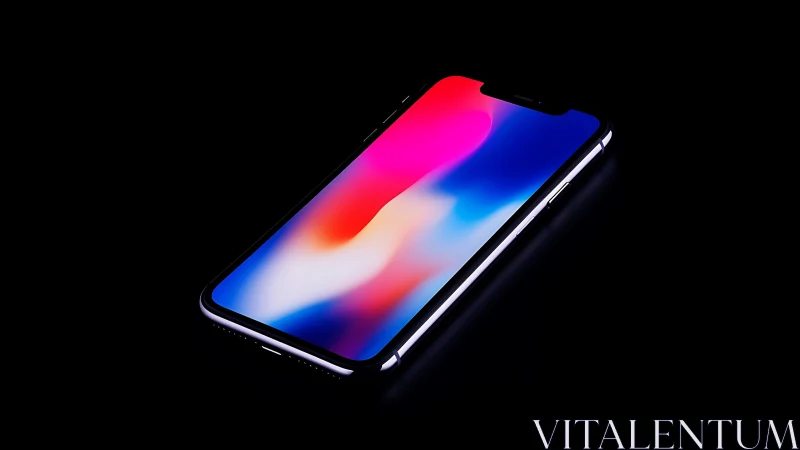 Smartphone displayed at oblique angle with gradient display.