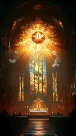 Cathedral sunburst portal ignites stained glass heavens.
