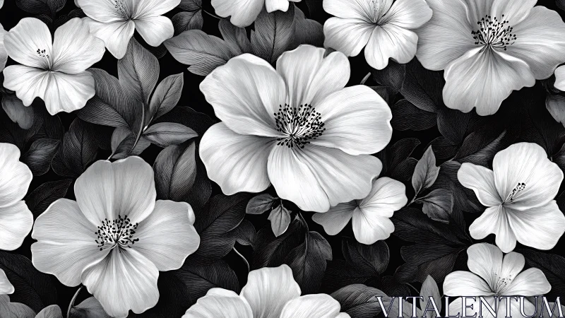 Beautiful black and white flowers bloom in stunning artistic detail