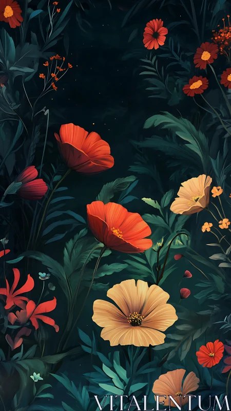 Luminescent Blooms Dancing Through Nocturnal Garden Reverie