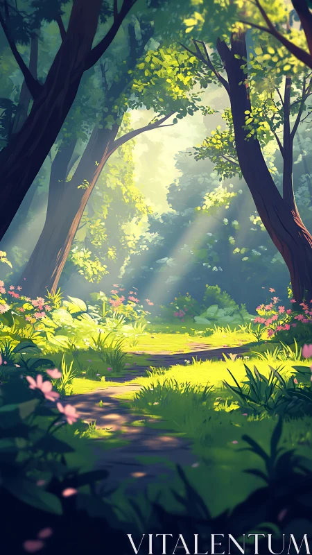 Forest Clearing with Flowering Understory.