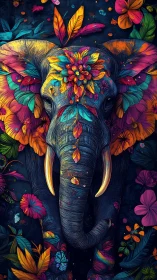 Colorful floral elephant glowing with joyful jungle magic.