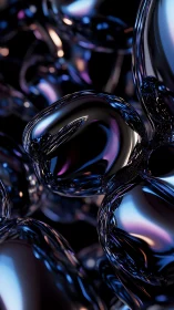 Parametric chrome bubbles with iridescent reflections in void