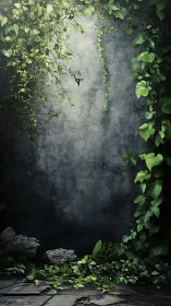 Secret ivy proscenium where crumbling stone meets hush.