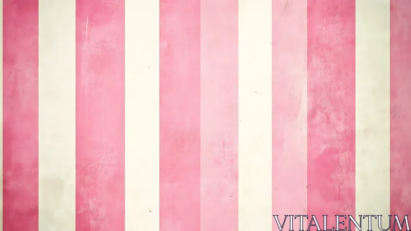 Soft pink and cream striped backdrop suggests playful charm