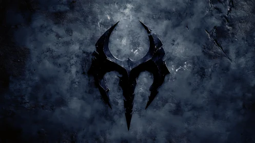 Razor-edged dark sigil gleams on storm-worn stone.