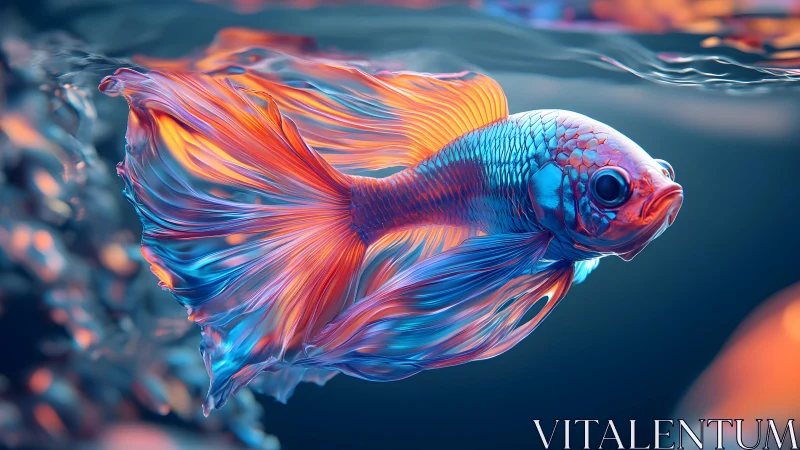 Vibrant Betta Fish in Neon Light, Hyper-Realistic Digital Art.