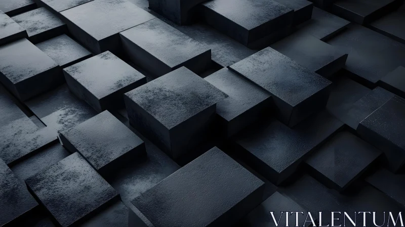 Dark extruded metal blocks in staggered geometric grid field