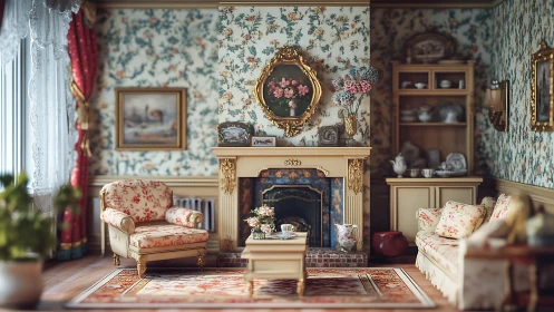 Victorian parlor daydream wrapped in floral wallpaper hush.