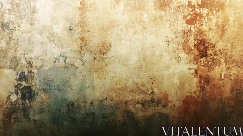 Textured grunge wall background unifying warm rust and cool patina tones