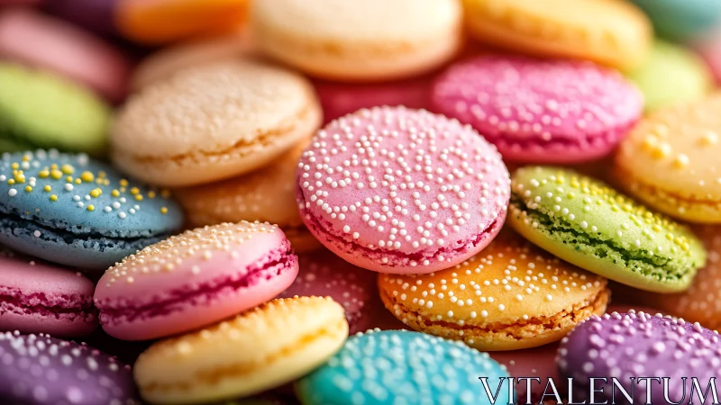 Colorful Macarons Sparkle with Sugar Pearl Delight.