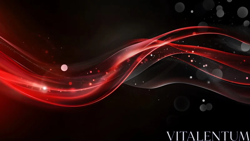 Red light waves curve across dark abstract digital background.