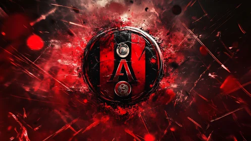 Exploding red and black emblem pulses with dynamic energy.