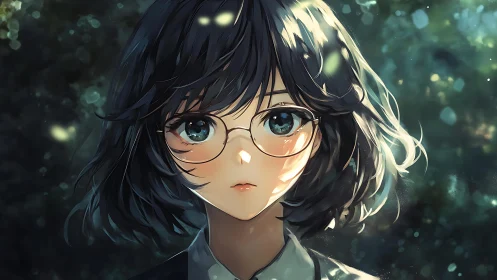 Soft morning light on a thoughtful girl with gentle glasses.