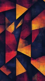 Geometric abstraction with layered angular forms on dark field.