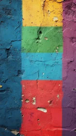 Chromatic grid on eroded masonry with multiaxial fractures.