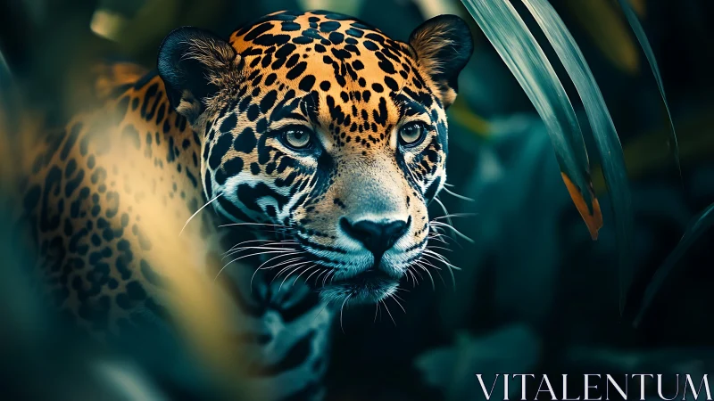 Captivating Jaguar Gaze Through the Jungle