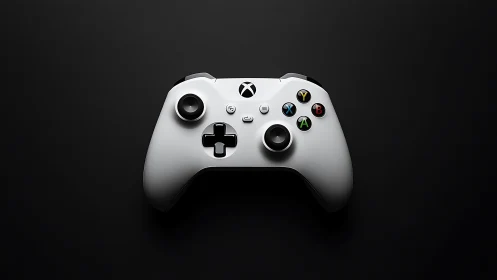 White Xbox controller photographed against dark background
