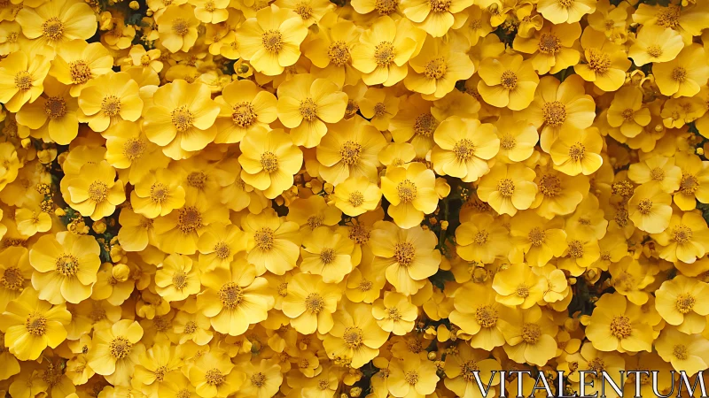 Dense clustered yellow flowers displaying radial petal geometry and warm tonal gradation throughout 