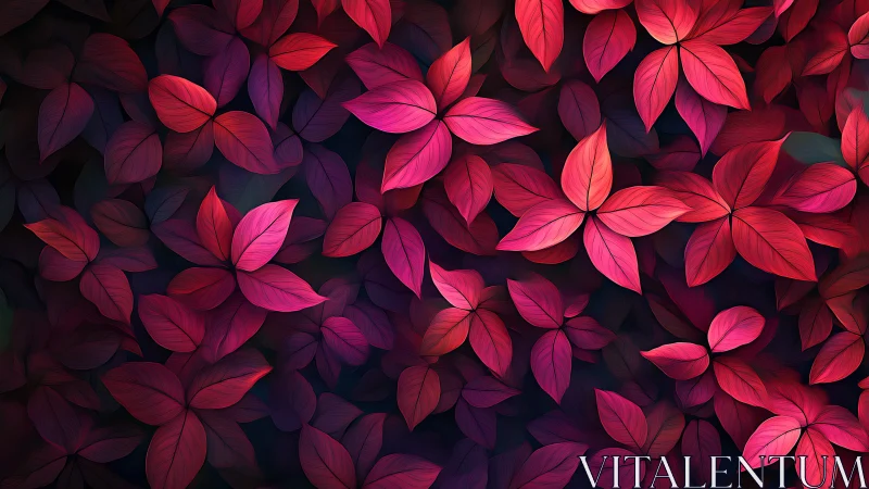 Radiant pink foliage gently glowing in a dreamy night garden.