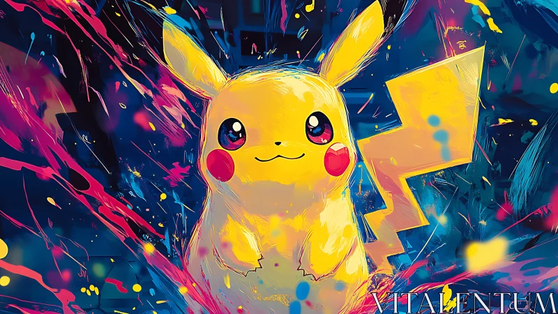 Electric character portrait in neon-splatter digital painting style.