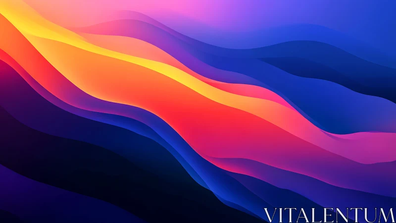 Vibrant gradient waves in flowing abstract landscape digital.