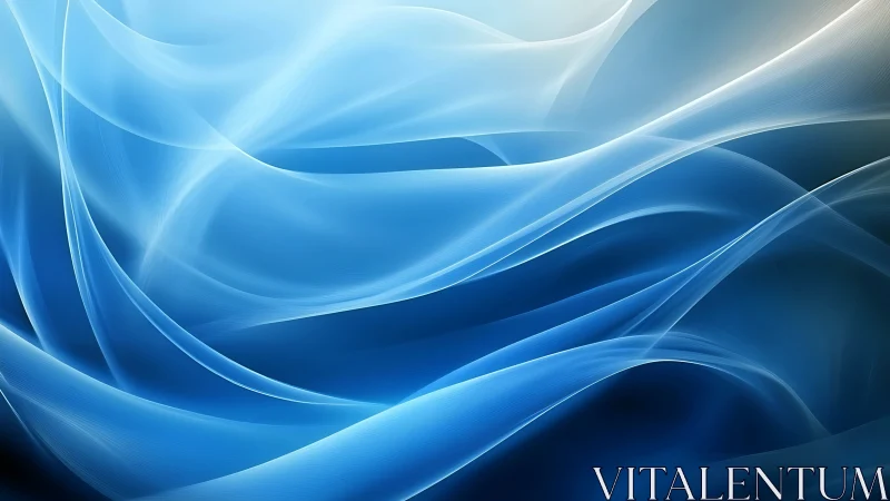 Digital painting of translucent blue wave gradients in motion.