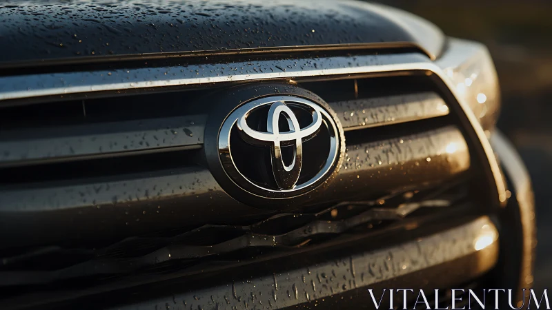 Toyota SUV front grille close-up with chrome emblem detail