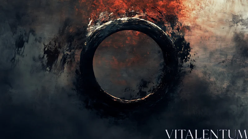 Textured abstract ring with turbulent chiaroscuro field.