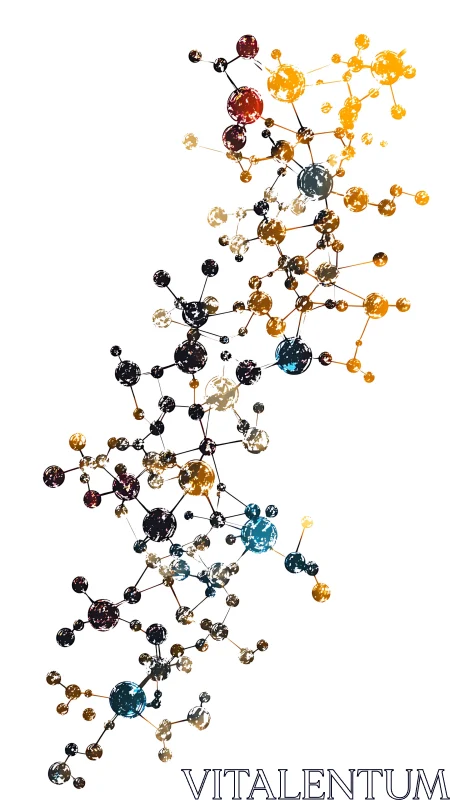 Colorful molecular constellations in a playful orbiting dance.