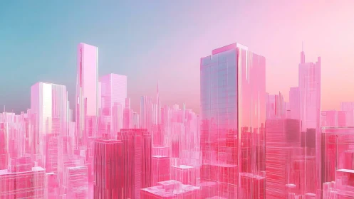 Neon pink glass megacity renders a luminous futuristic skyline