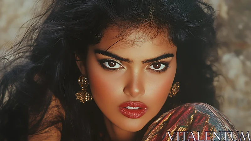 Intense portrait captures bold gaze and sunlit bronze glow