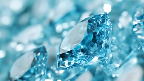 Blue diamond macro sparkle with crystal bokeh focus.