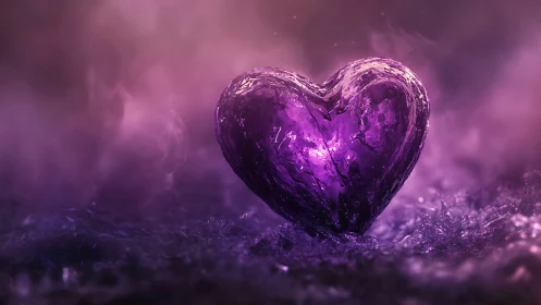 Crystalline Heart Blooms Through Violet Mist.