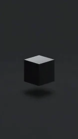 Silent floating black cube inviting calm curiosity.