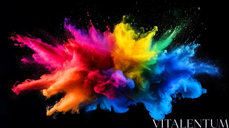 Colorful powder bursts into a joyful rainbow cloud of light