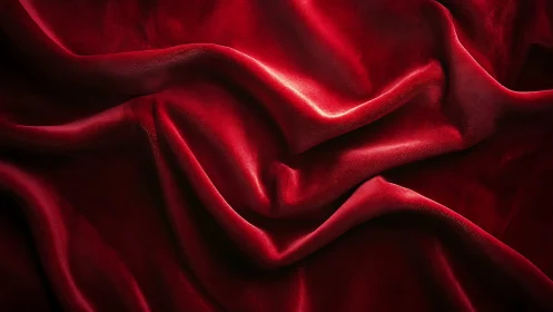 Deep red velvet fabric with rich folds and highlights.