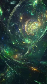 Swirling cosmic nebula forms an abstract galactic vortex.
