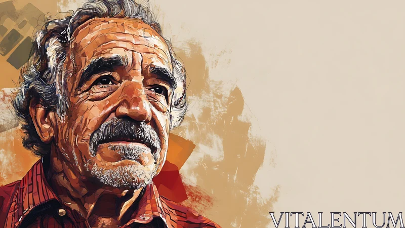 Elderly man portrait in stylized digital illustration profile.