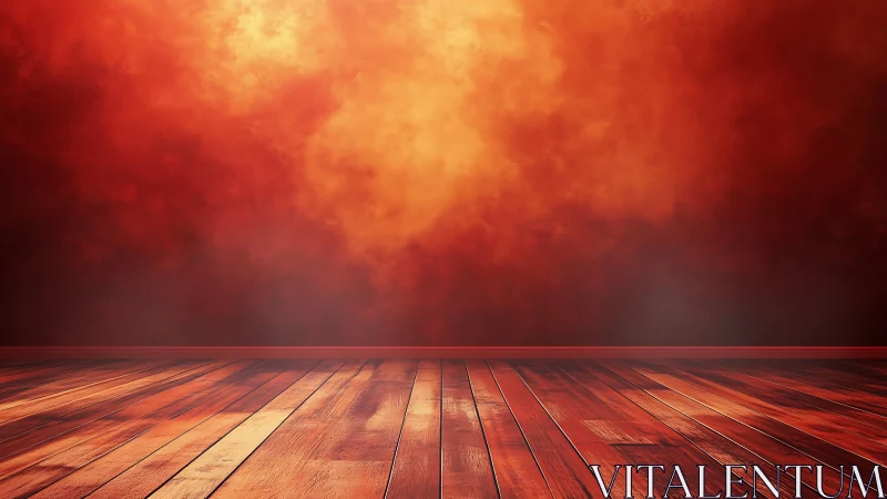 Wooden Floor Interior with Warm Atmospheric Lighting