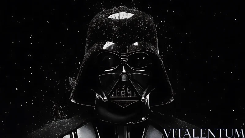 Dark armored mask under stark cinematic backlighting.