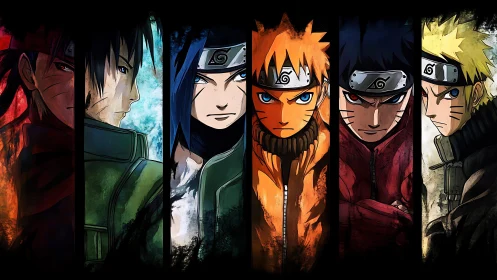 Naruto portraits line-up show intense evolving expressions.