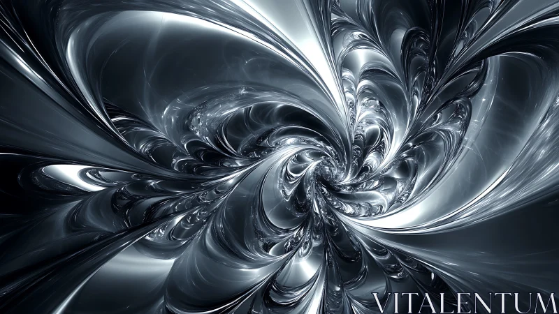 Metallic fractal vortex twists into reflective curved forms