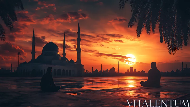 Sunset prayers drift across mirrored tiles and quiet domes