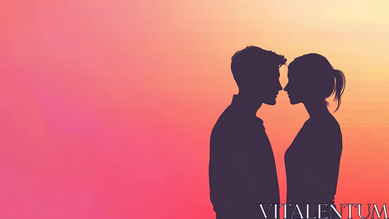 Two Souls Meeting in a Warm Sunset Embrace