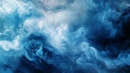 Layered blue vapor clouds in dense abstract formation.