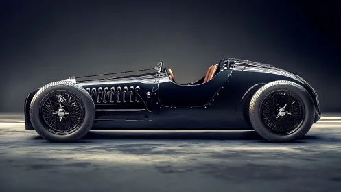 Midnight racer stretches low as chrome nerves catch the light